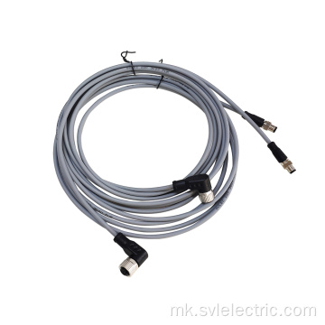 M8 машки до M12 женски кабел за поврзување